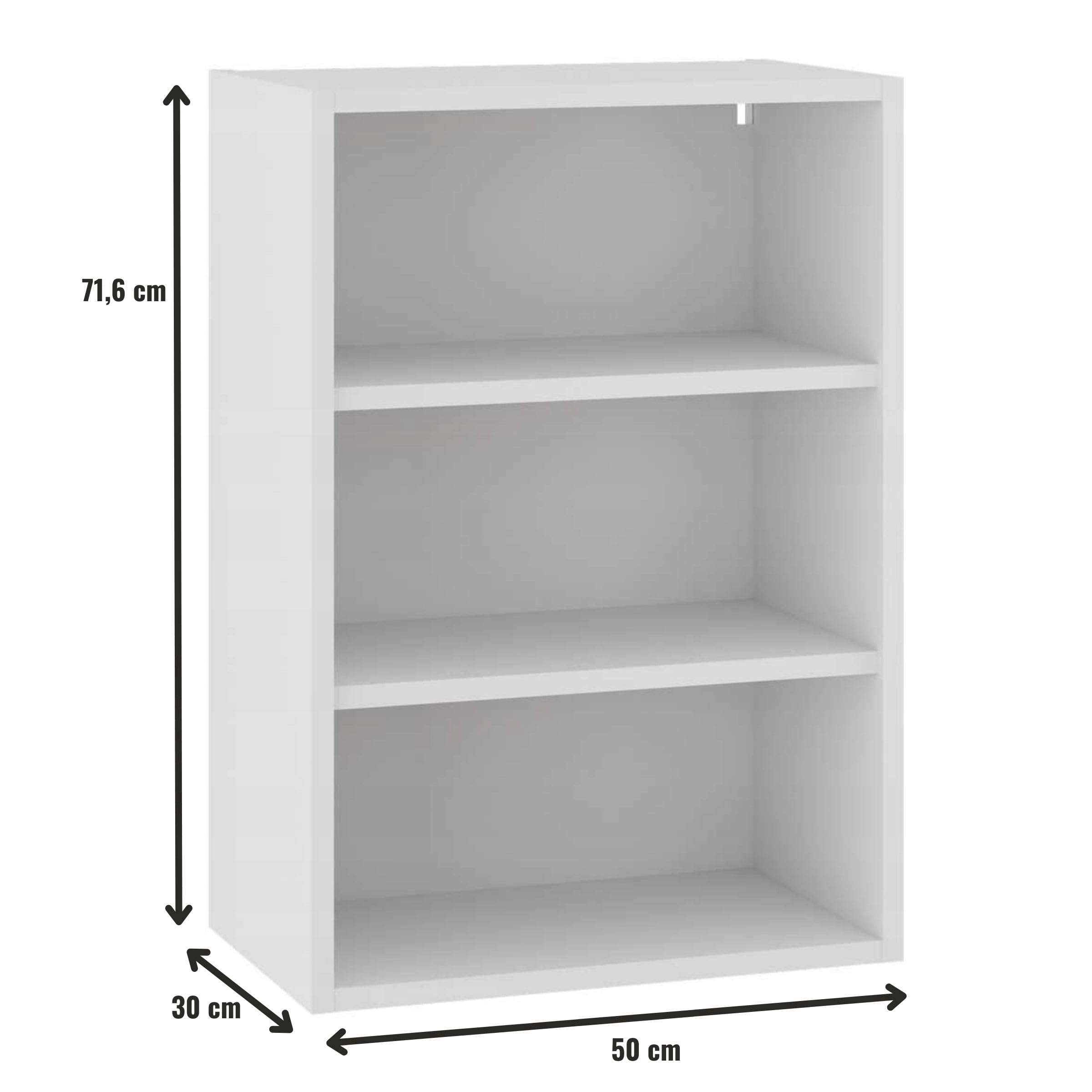Oberschrank 50/72 Küchenschrank mit Soft-Close - 2 Einlegeböden - 18 mm Möbelplatte - modular kombinierbar - einfache Montage - Perfekte Lösung für Küchen - Weiß