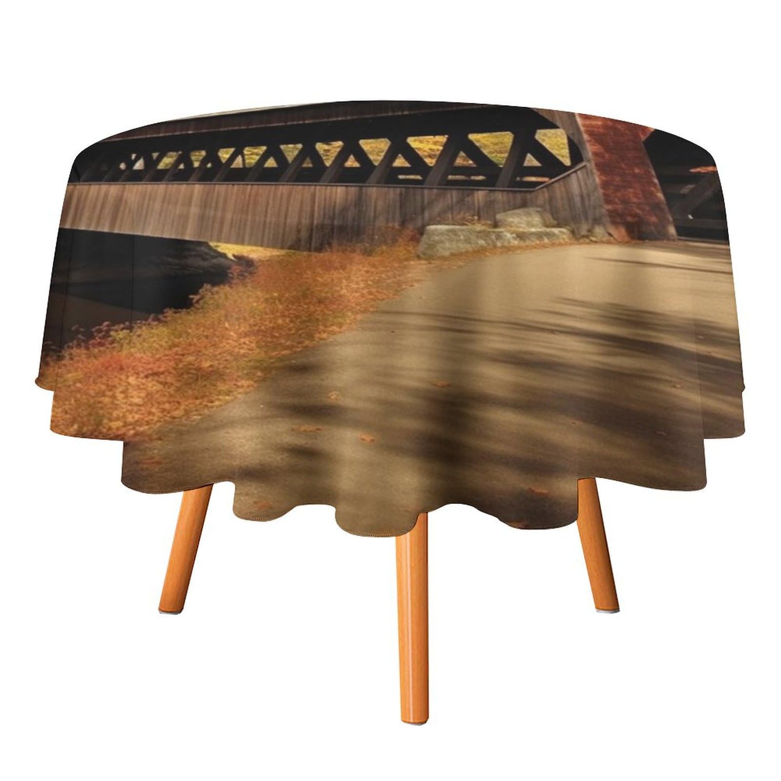 Nappe ronde Albany anti-tache pour pique-nique et repas de fête dehors