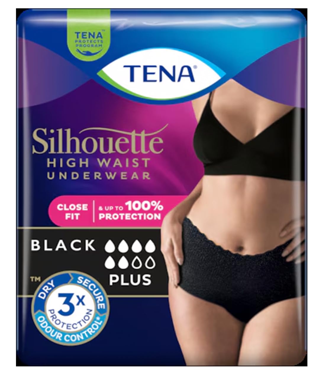 Silhouette Plus Noir Incont Pants Med 9s 4 Pack