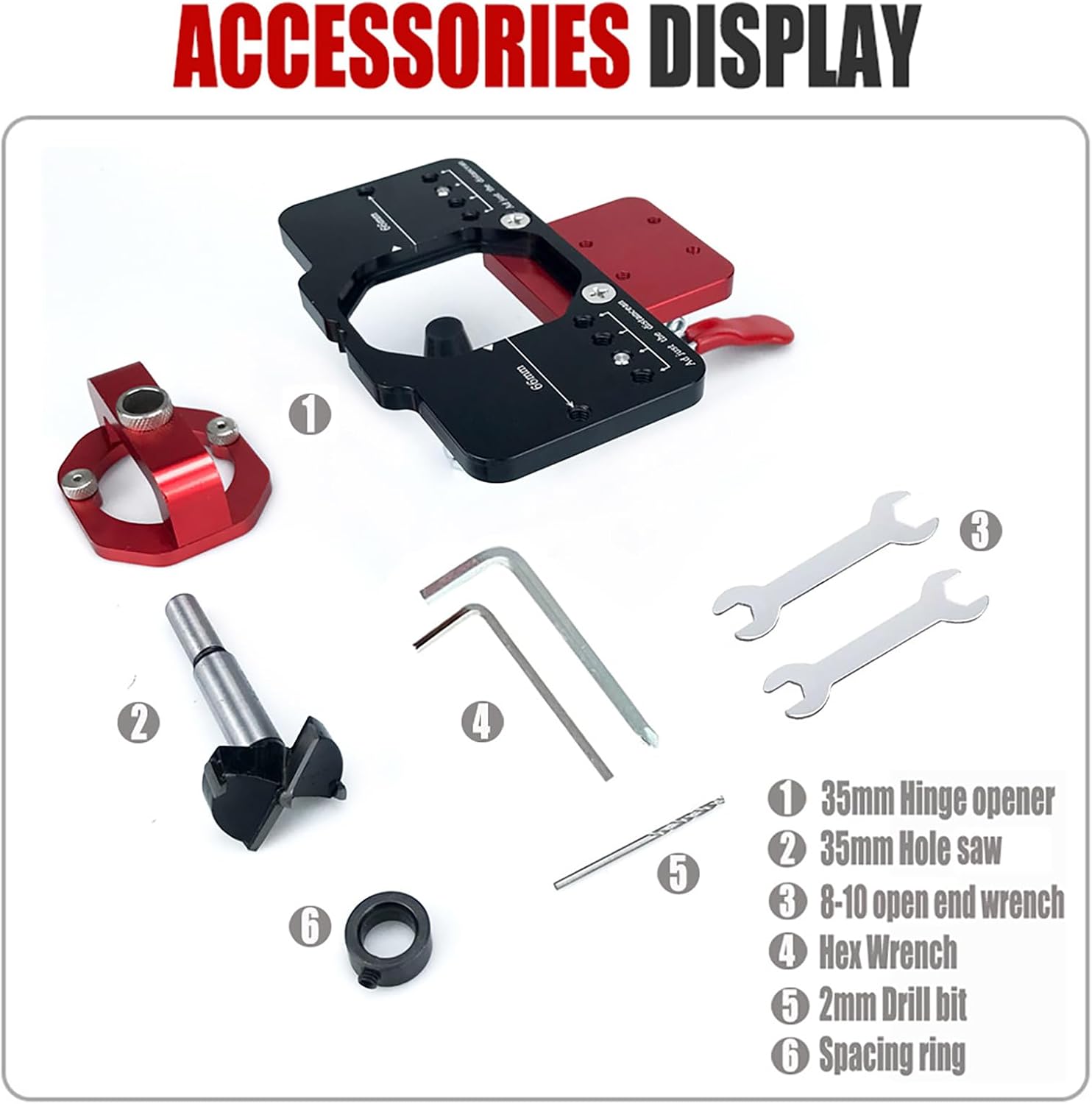 Concealed Hinge Jig with,35mm Drilling Hole Puncher Aluminum Alloy Cabinet Door Drilling Guide Locator for Woodworking Hinges Mounting
