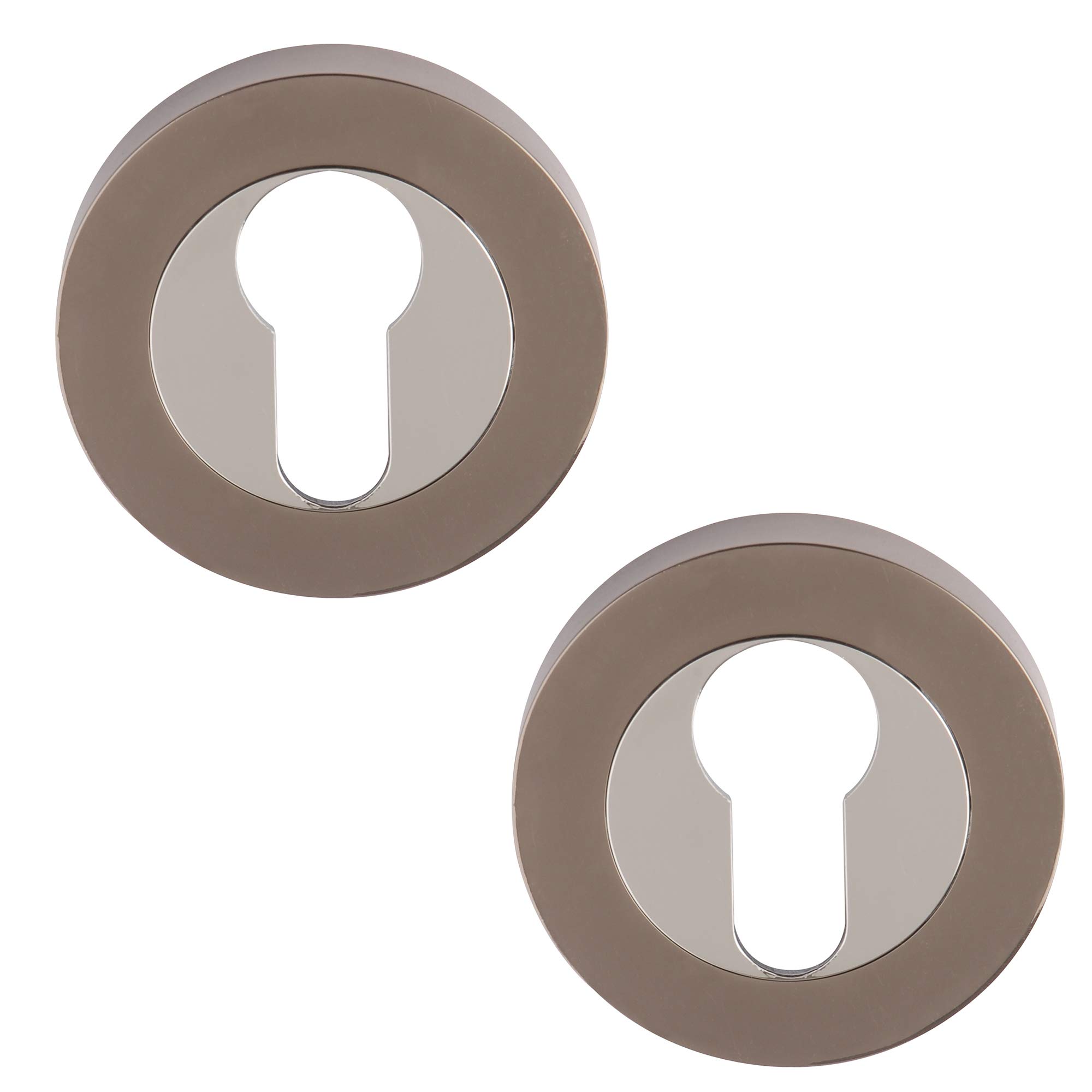 Excel Architectural DH3577 Round Euro Profile Escutcheon Set, Black Nickel/Polished Chrome