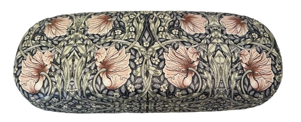DV Hard Shell William Morris PU Glasses Case, Travel Portable Eyeglass Case For Men Women Girl Boy Study Work With Cleaning Cloth