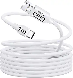 Cabo Micro USB 1 Metro Carregamento Rápido 18W Sincronização de Dados Reforçado Premium Compatível com Android Celulares Smartphones Tablets Power Bank Branco Resistente Durável Universal 10CLICK