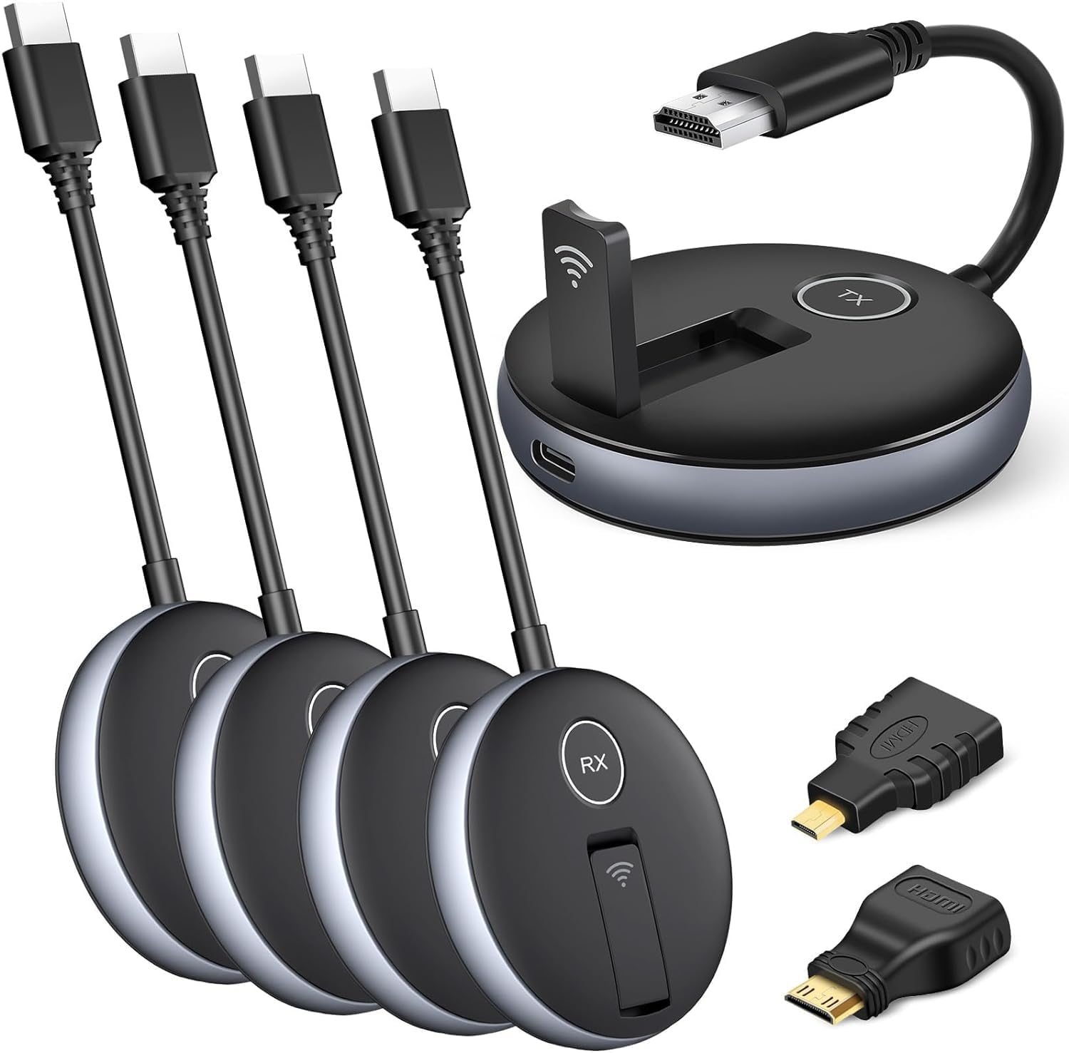 Wireless HDMI- One Transmitter and Four Receivers- G9R Extender Kit, Wirelessly Simultaneous Expansion, 50M/165FT 5.8G/2.4G @60Hz, Plug and Play- Stream Video from Laptop to Multi-TVs/Monitors Wireless HDMI- One Transmitter and Four Receivers- G9R Extender Kit, Wirelessly Simultaneous Expansion, 50M/165FT 5.8G/2.4G @60Hz, Plug and Play- Stream Video from Laptop to Multi-TVs/Monitors