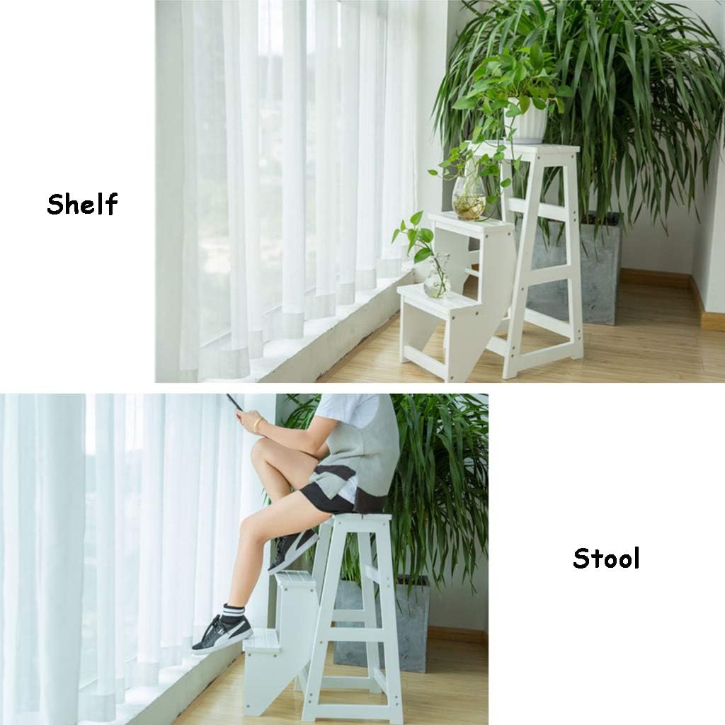 2 Step Portable Step Ladder Folding Step Stool Wood Stepladder with Anti-Slip Sturdy and Wide Pedal 400Lbs Capacity for Household, Office, Kitchen 14X19.2X21.6In