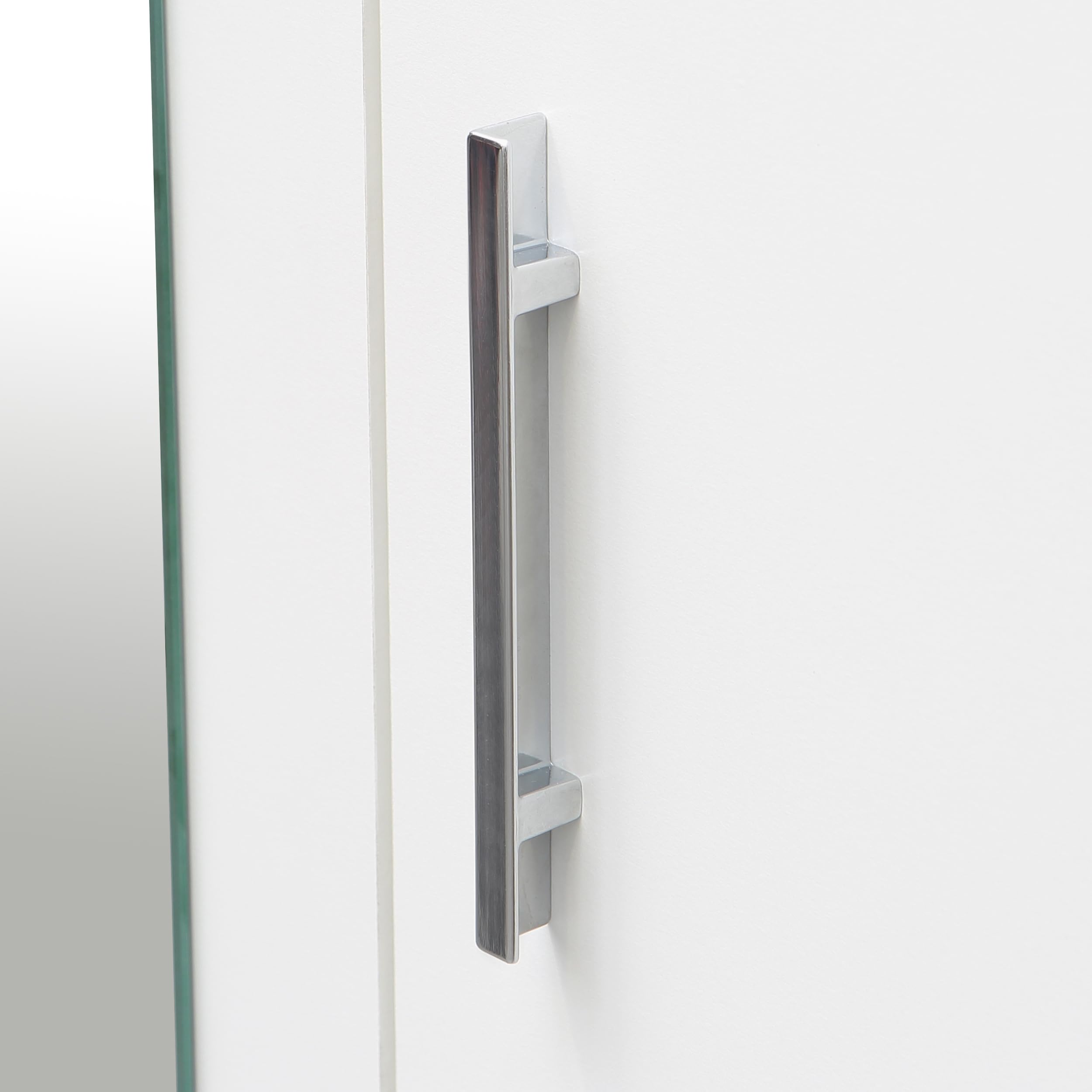 Forte Panama Kleiderschrank 200, modern-minimalistischer Kleiderschrank mit Regalkommode, 3-türig, 4 Schubladen, 2 Spiegel, Holzwerkstoff, Weiß, 199 cm breit x 181 cm hoch x 52,7 cm tief