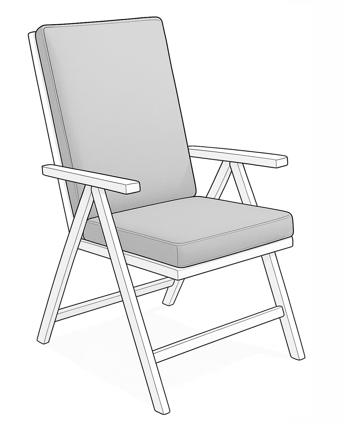 Waterproof High Back Chair Cushion 96x41x5cm for Garden, Patio Chairs. Loungers, Recliner, Relaxer Durable & Comfy Seat Pads for Indoor/Outdoor Use, Foldable Seating Cushions (Silver)