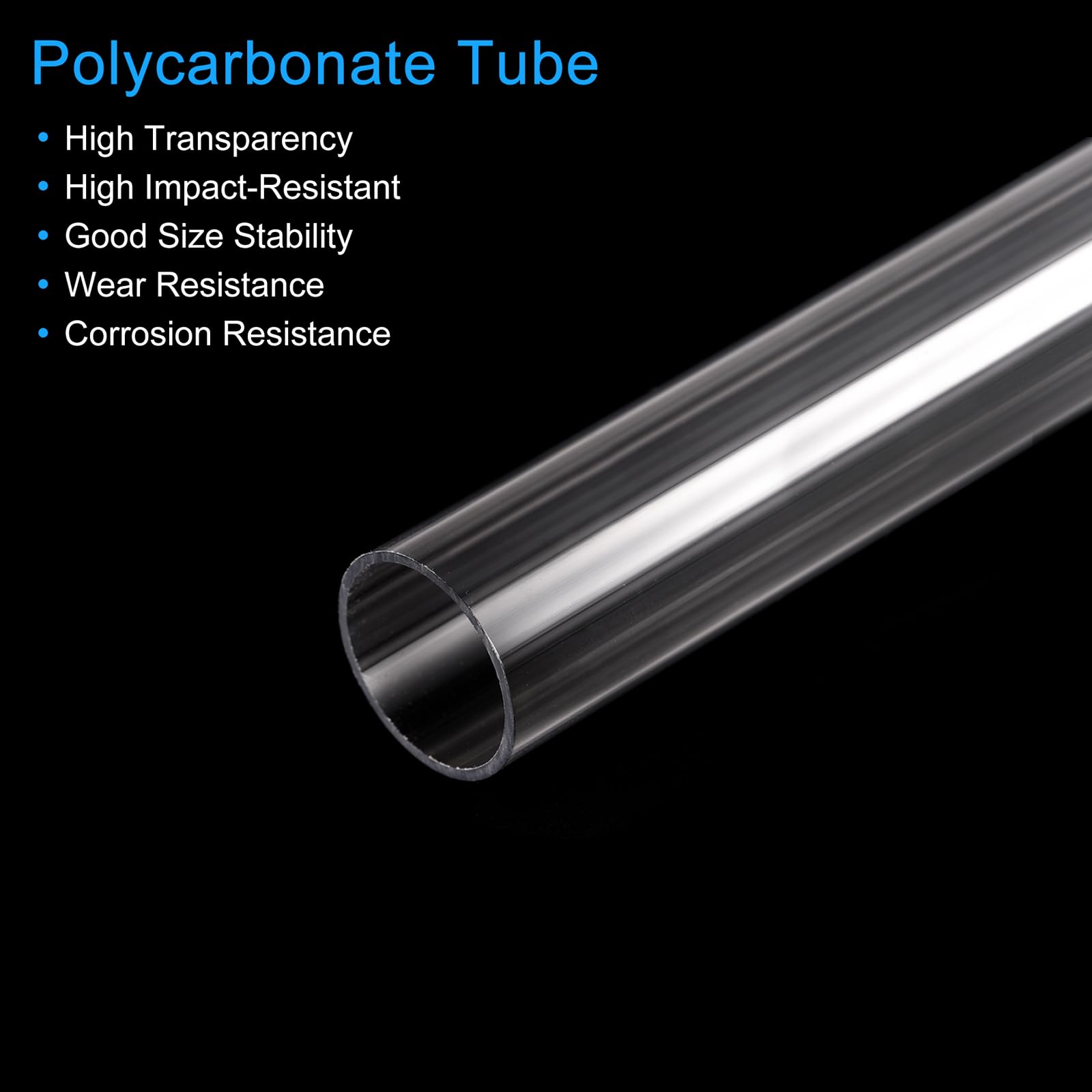 Sourcing Map PC Rígido Redondo Transparente Tubo, 8mm (5/16") ID X 10mm