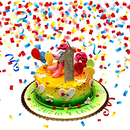 Image of Wanna Party Number 1 Glitter Gold Candle for 1st Birthday Decoration Items /Cake Toppers /Cake Decorations