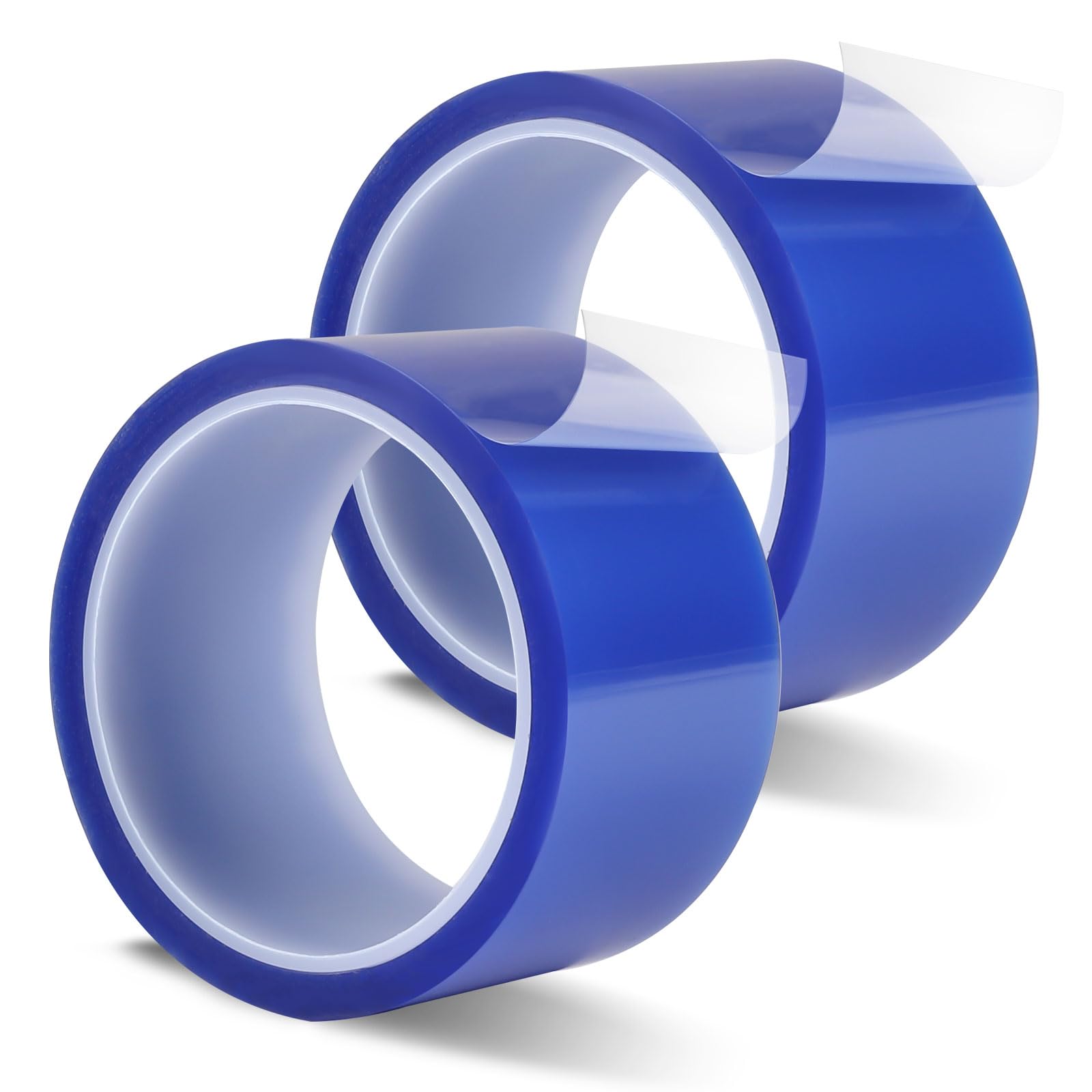 EXLECO 2 Rollos Cinta Termica Sublimacion Azul 50mm x 33m, Cinta Adhesiva de Alta Temperatura Cinta Kapton Cinta in PET Resistente al Calor sin Residuos para Impresión Electrónica, Enmascarar, Soldar