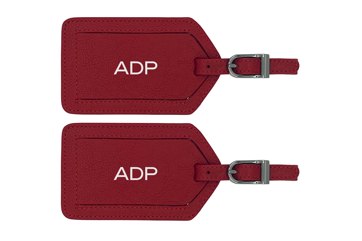 Personalized Monogrammed Leather Luggage Tags - 2 Pack