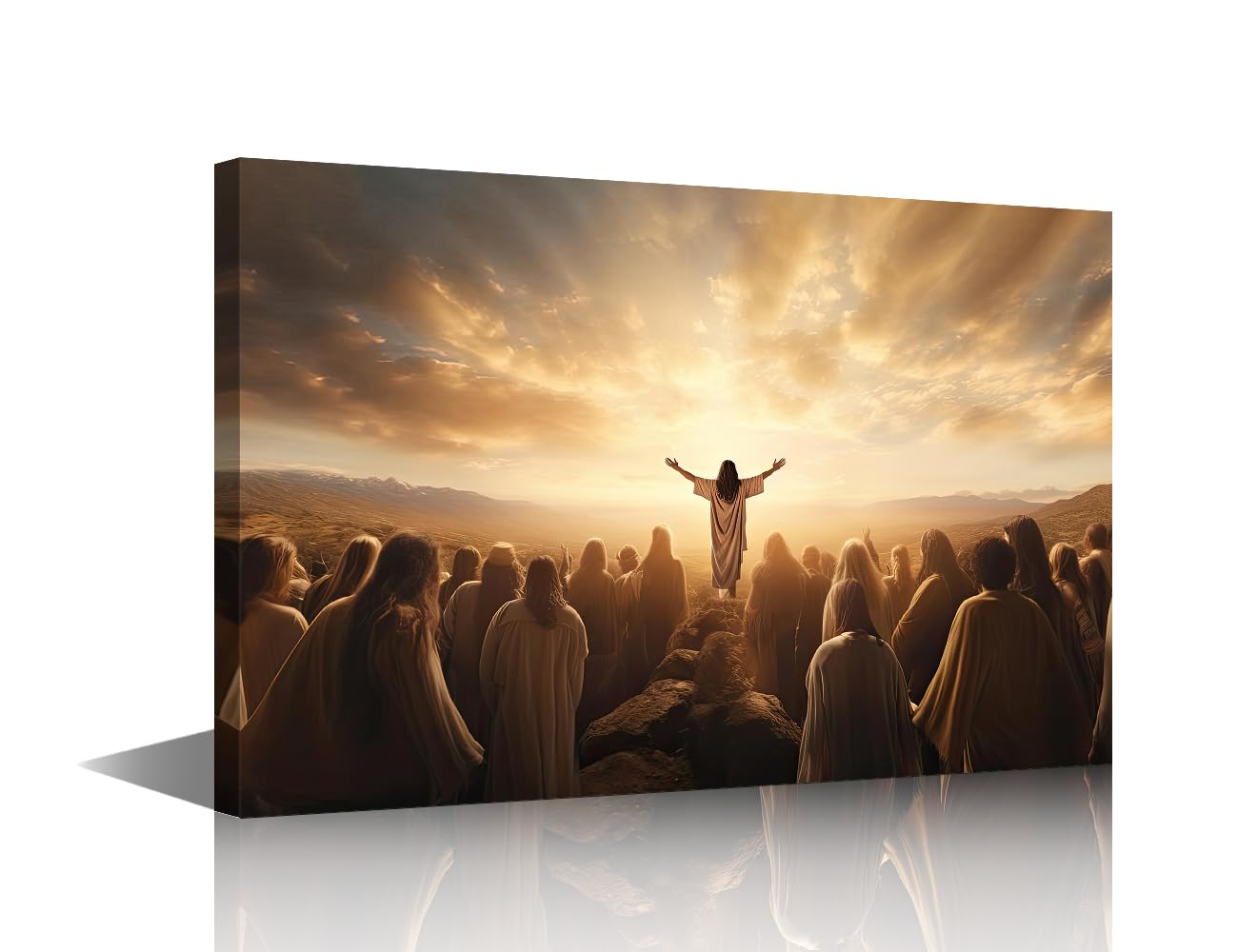 TISHIRON Shepherd Painting Posters House Deocration for Living Room Jesus Christ Canvas Prints Wall Decor Lamb Wall Art for Office Bedroom Modern Artwork Giclee Framed Ready to Hang - 12" Wx18 H