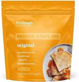 ProDough High Protein- Gluten Free French Crepe Mix, Low Carb, 8g of Protein per Serving, No Added Sugars, Keto Friendly, Makes 24 Crepes (Original)