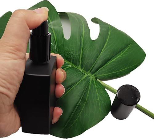 Miniatura 6 de 8 botellas cuadradas de vidrio en aerosol, recipiente pequeño recargable de 1.7 onzas con niebla fina, botella de perfume (1.7 fl oz, negro mate)