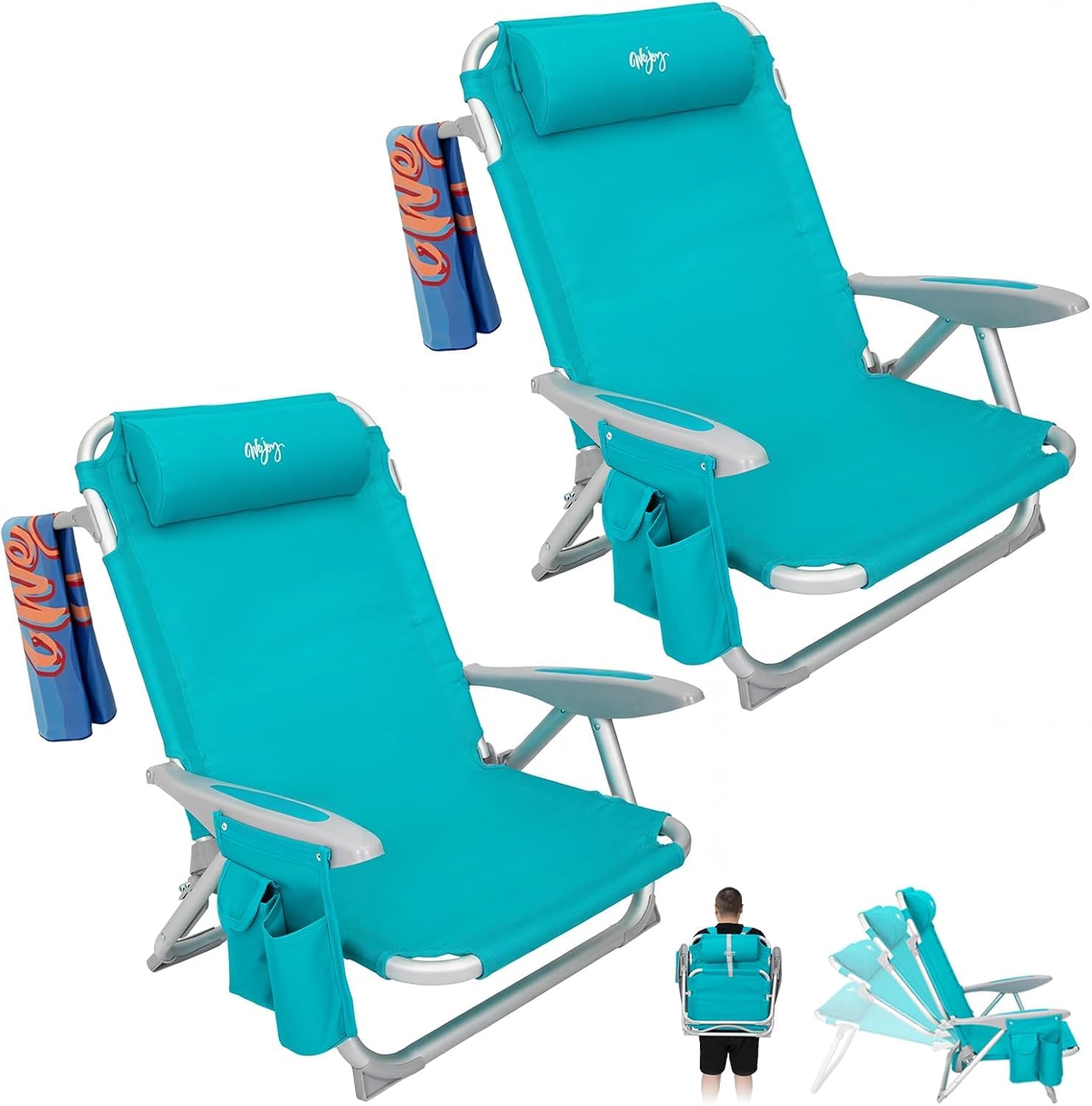 COSTWAY Set van 2 zonnestoelen, inklapbaar, ligstoel met