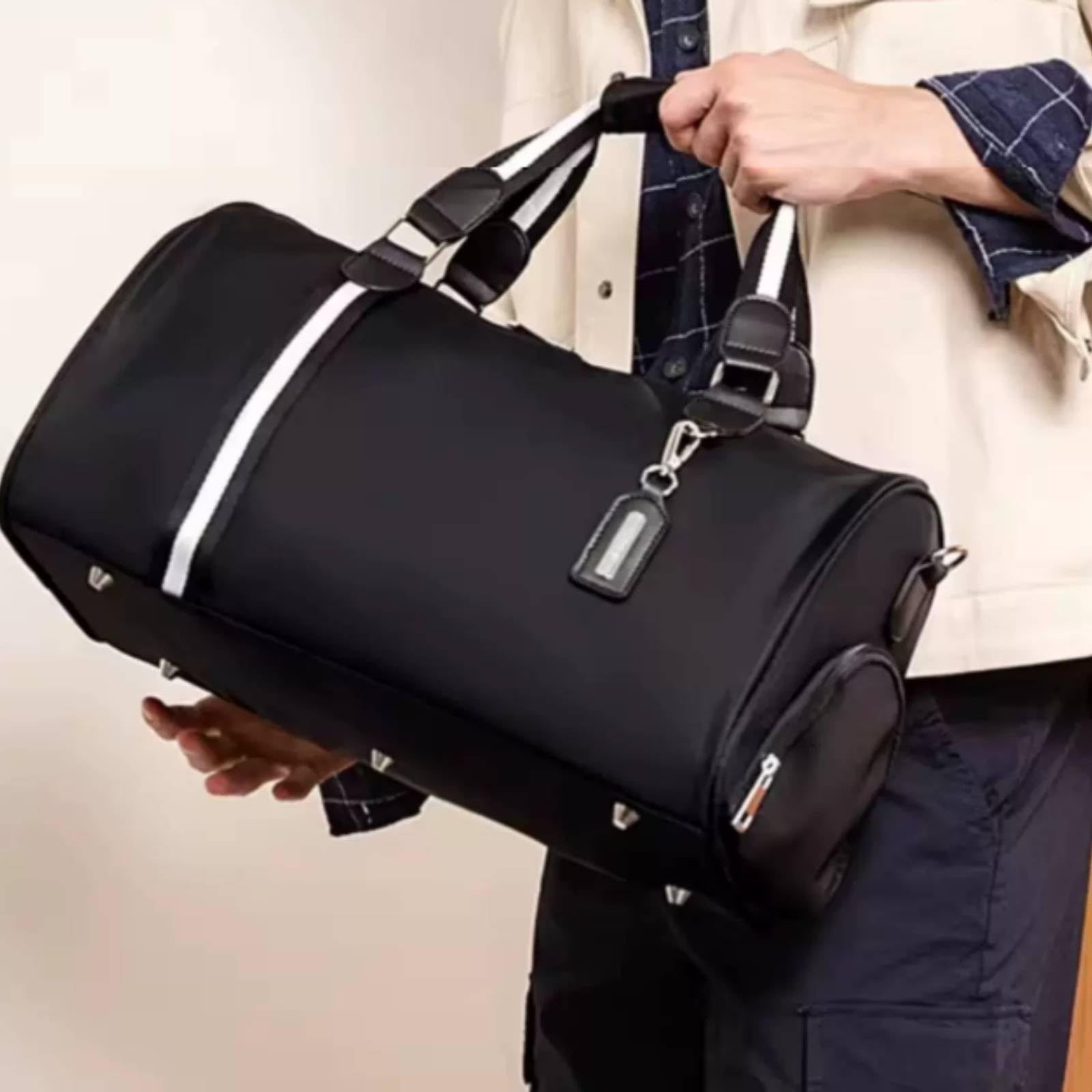 F Fityle Bolsa de Viaje para Hombre Maleta de Mano Bolso Deportivo Equipaje de Nylon con Bandolera Ajustable y Bolsillos con Cremallera Adecuada para Viajes