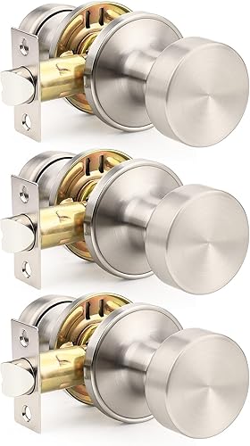 Miniatura 12 de Orger Paquete de 1 pomo de puerta interior negro mate, perilla de puerta de privacidad reversible con cerradura, pomo redondo sin llave para baño y