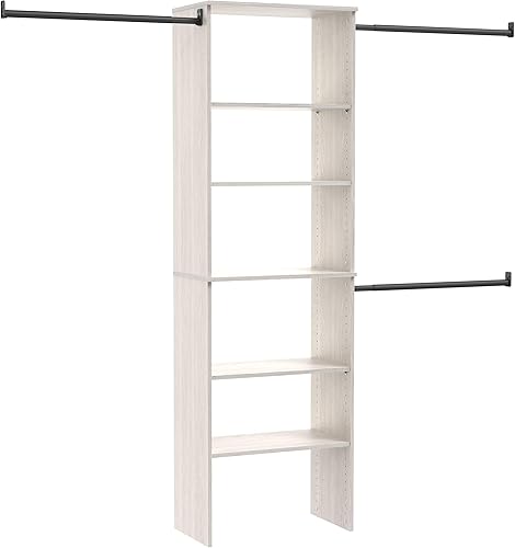 ClosetMaid SuiteSymphony - Kit organizador de armario de madera con torre, (3) barras para colgar, (5) estantes (2 ajustables), se adapta a espacios