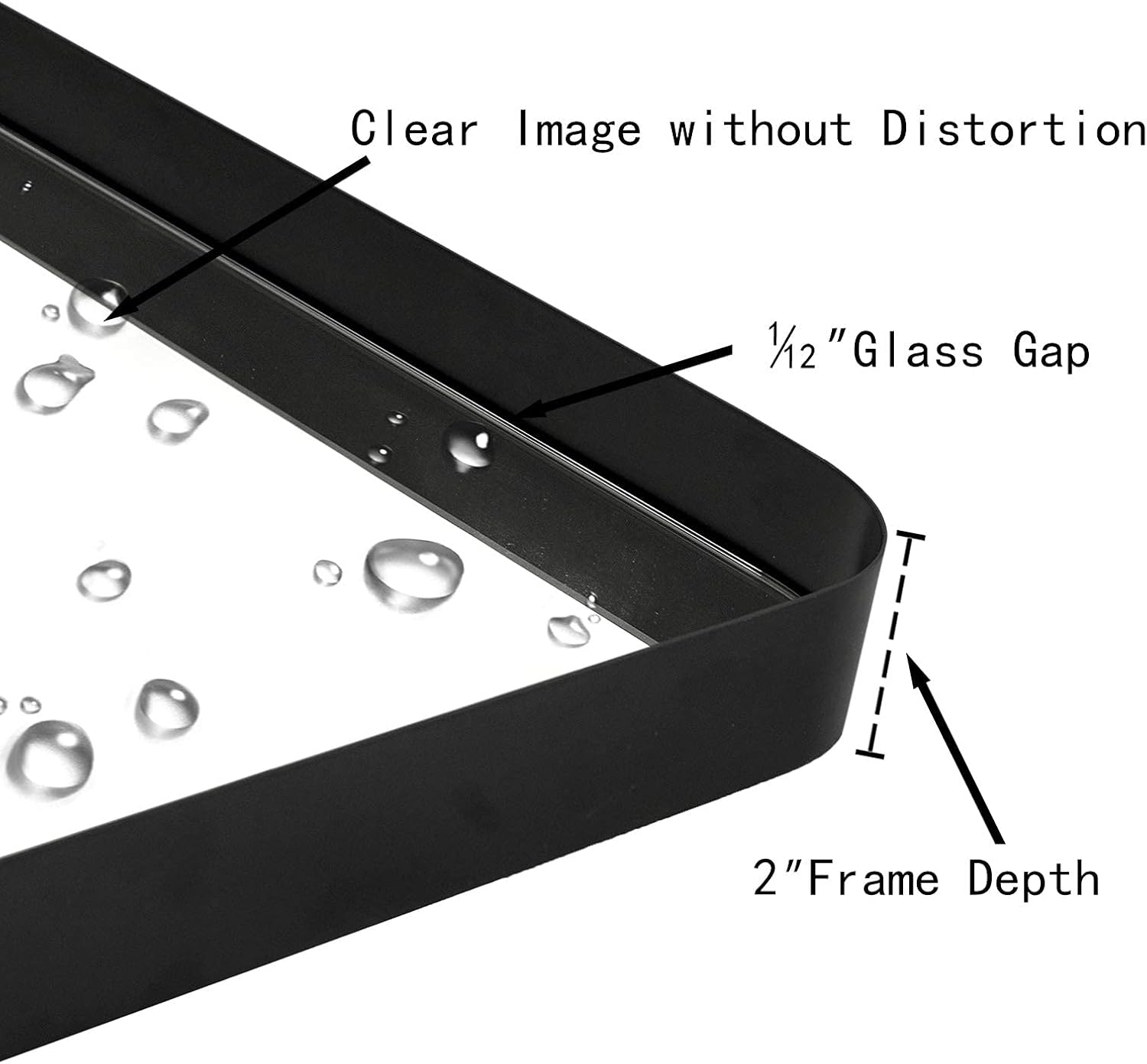 ANDY STAR Wall Mirror for Bathroom, 24x36 Inch Black Bathroom Mirror, Stainless Steel Metal Frame with Rounded Corner, Rectangle Glass Panel Wall Mounted Mirror Decorative for Bathroom : Home & Kitchen