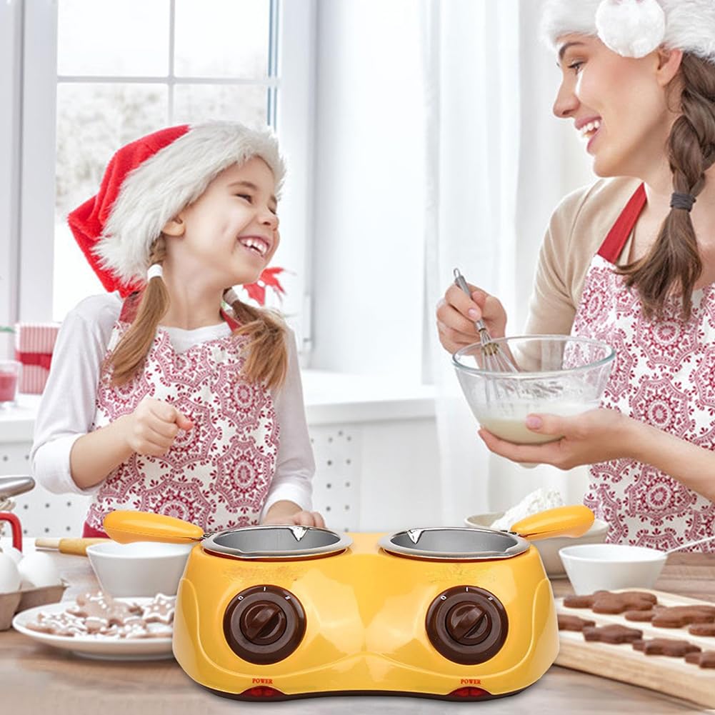 Ensemble à Double Fondue Au Chocolat, Machine à Tempérer Le Chocolat, Fondoir Au Chocolat, Fondue Au Chocolat électrique, Mini Machine à Fondue avec Double Fondoir pour Chocolat Au Lait, Fromage