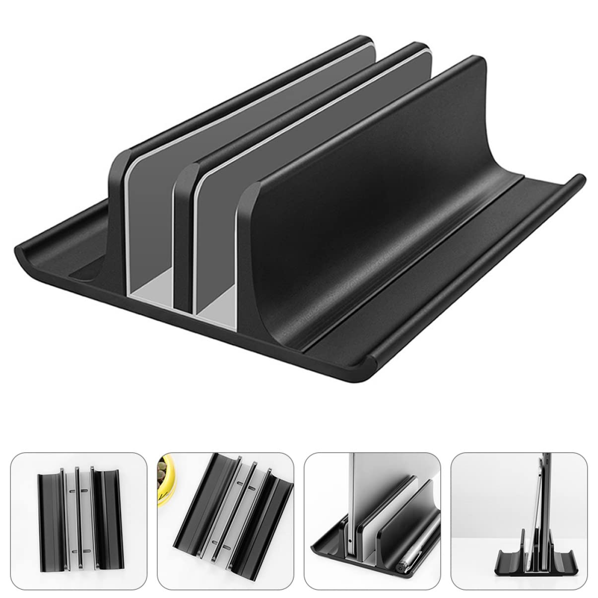 Supporto Verticale Per Laptop Lega Di Alluminio Con Base Di Raffreddamento Stabile e Portatile Compatibile Con Laptop e Tablet Per Risparmio Spazio e Ventilazione Efficiente