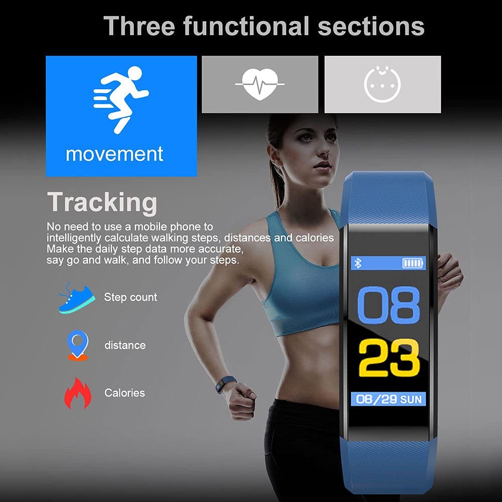 Tooth ID115 Plus Pedomer Wristband Bracel Heart Rate Running Step Calorie Tracker LCD Wristband Pedomer : China-image-28