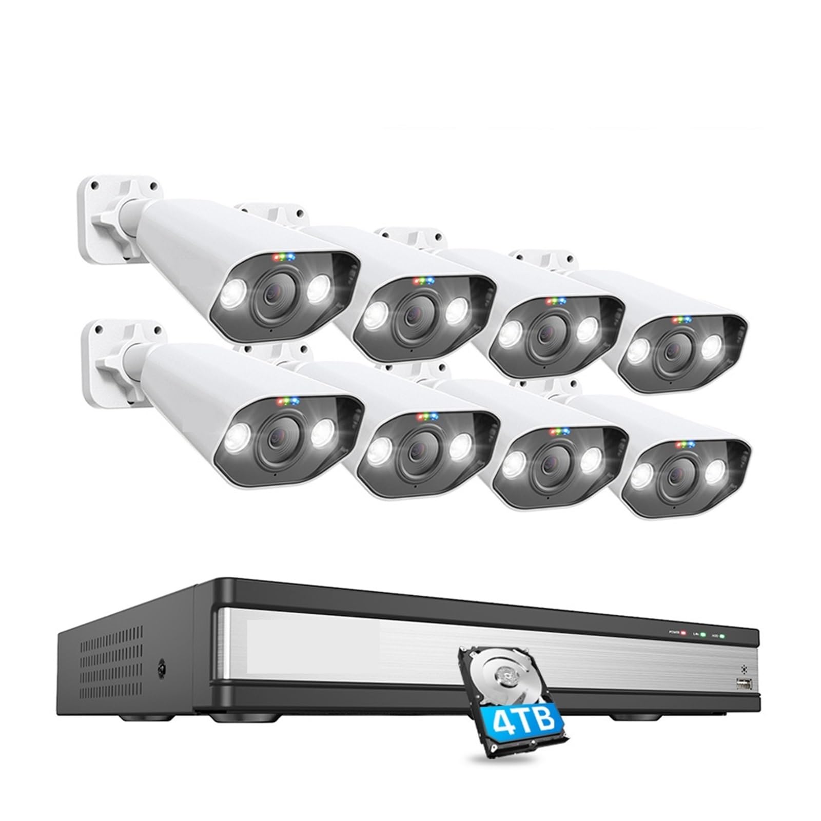 16-kanałowy 8MP 5MP POE Zestaw Do Organizacji Kamer Bezpieczeństwa AI Wykrywanie Ludzi 2-kierunkowy Dźwięk 4K Kamera IP Wideo Cctv NVR Dobra Jakość Obrazu(8MP 16pcs Cameras)