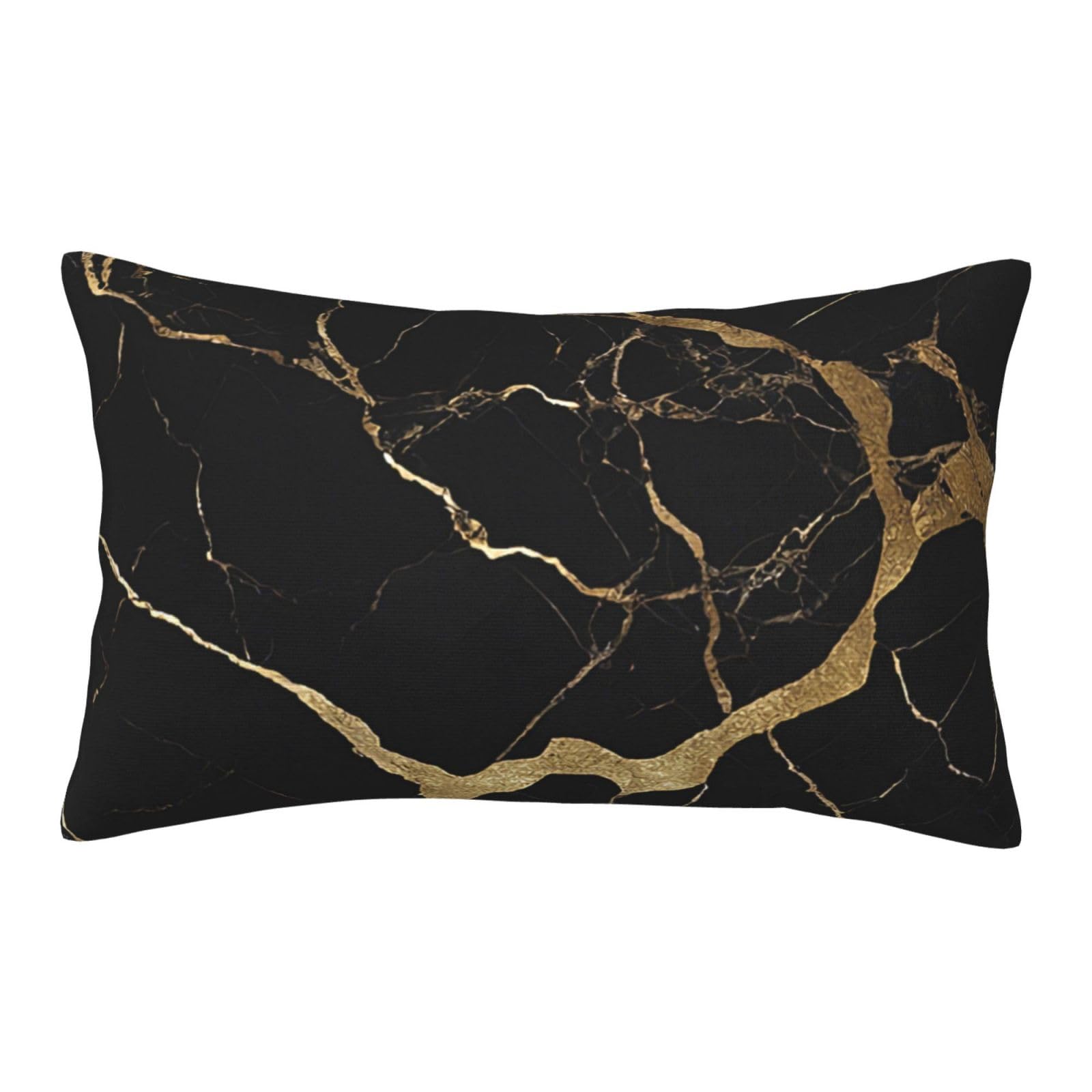 Aspoijhn Black Gold Marble (Black Gold Marble) Decorative Pillow Case Cushion Cover Soft Throw Pillow Cover For Couch Bed Sofa Family Office Decor 16"X24"