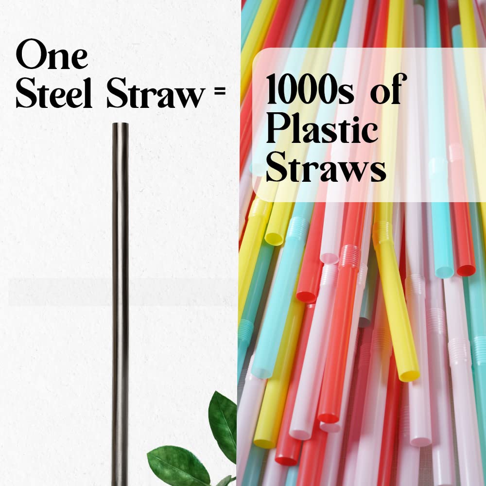 Sarveda Stainless Steel Straws | Re-usable & Eco-Friendly Suitable for Kids & Adults (Pack of 2) 1