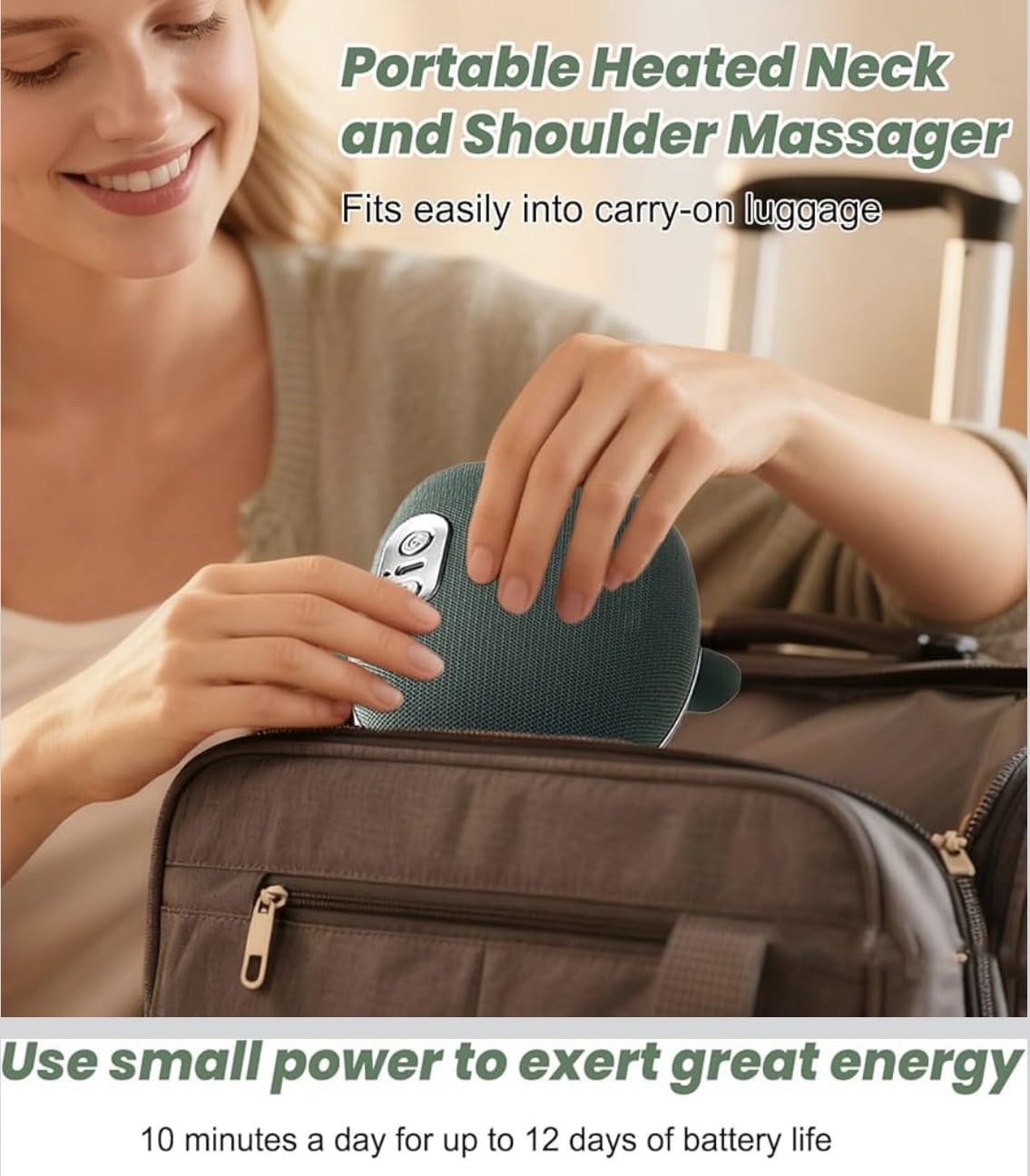 Massaggiatore riscaldante bionico, collo riscaldante, massaggio Shiatsu 4D a 3 velocità, 2 livelli di calore (40°C/45°C), portatile e ricaricabile USB, per casa, ufficio, viaggi, rilassa i muscoli