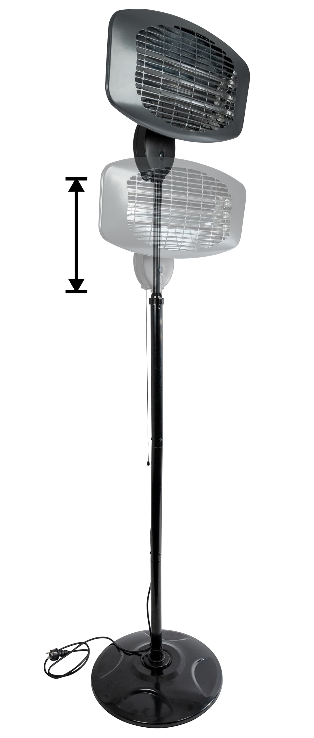 Güde Infrarot Standheizstrahler GIH 2000 (2000W Heizleistung, 3 Heizstufen (650/1035/2000 W), 15 m³ max. Raumheizvermögen, Quarz-Heizelemente, großer Standfuß & Kippschutz & stabiles Metallgestell)