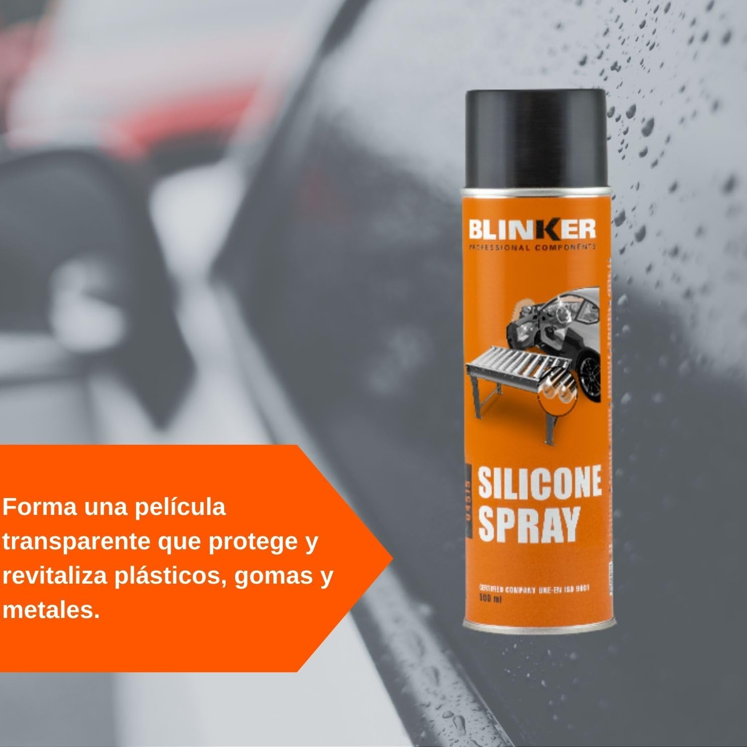 Blinker - Silicona en Spray - Lubricante Protector Antiadherente - Hidrófuga y Aislante Eléctrico - Resistente a la Corrosión y Altas Temperaturas - Ideal para Plásticos, Gomas y Metales - 500 ml