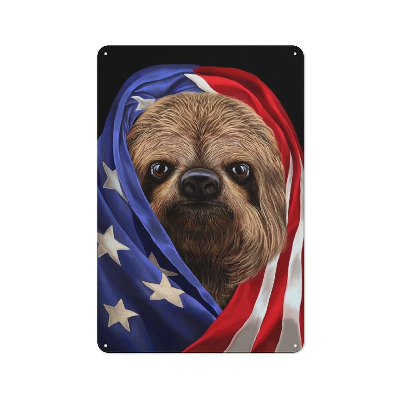 Junmoney Giant Sloth Usa Patriot Tin Wall Plaque 30X20cm With For Kitchen Or Home Bar, Metal Sign Decor For Dining Areas And Home Bars