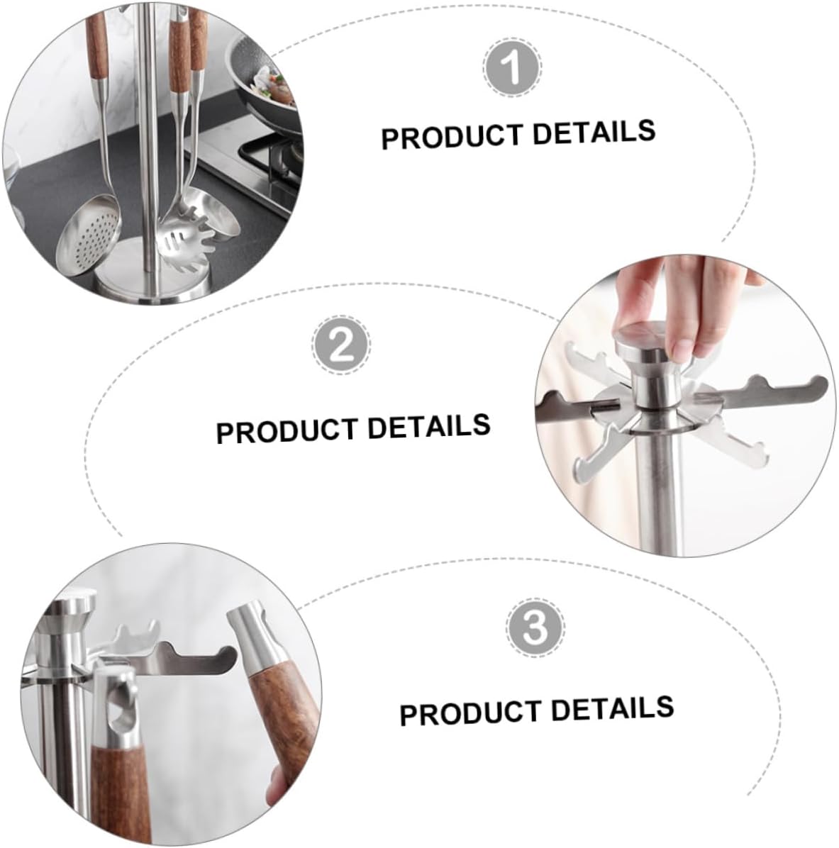 Ciieeo 1pc Stainless Steel Multifunctional Kitchen Utensil Storage Rack Organize Spatula Spoon Cooking Tools Hooks Tidy Workspace