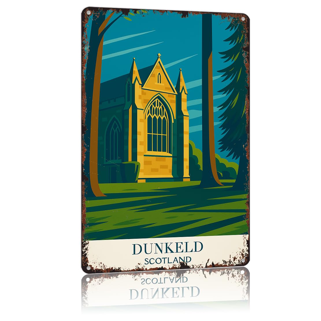 peiyeety Vintage Tin Sign Dunkeld Scotland Poster Funny Metal Sign Aluminum 8x12inch For Bathroom Bedroom Living Room Wall Decor