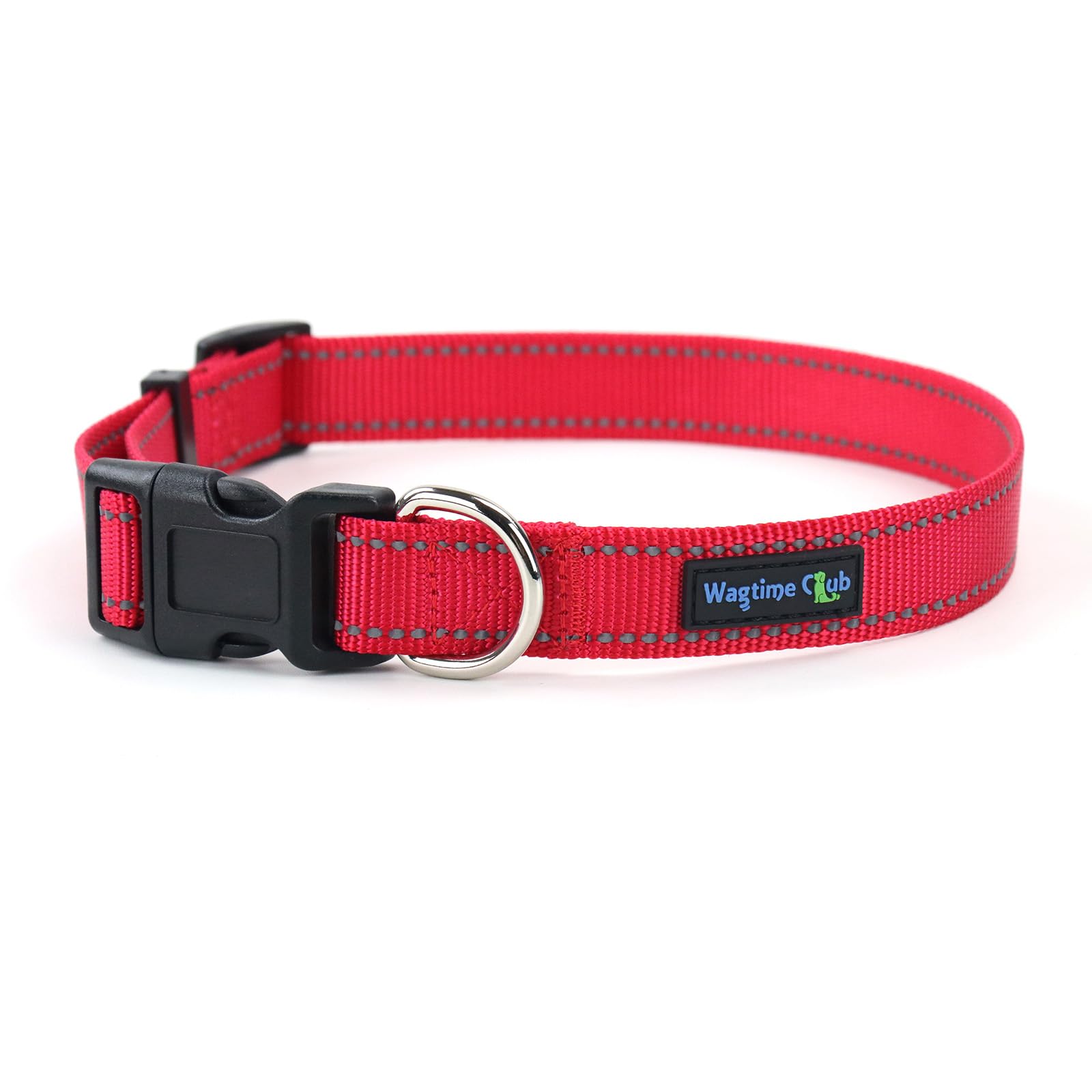 Wagtime Club Reflective Dog Collar with Buckle Quick Release Adjustable Nylon Collar for Small Medium Large Dogs Medium
