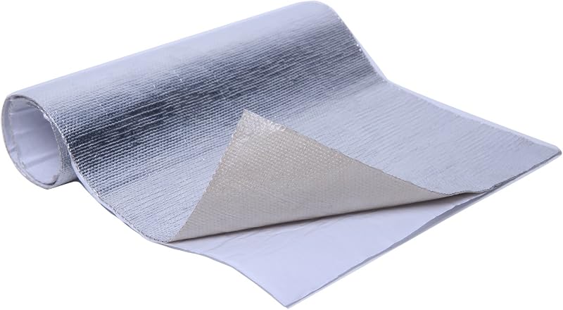 Manta térmica adesiva aluminizada WISAUTO de fibra de vidro para proteção contra calor – 60,96 x 60,96 cm