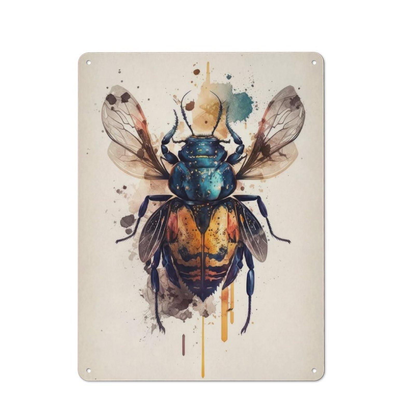 Retro Metal Sign 40x30cm Featuring Insect Watercolor, Home Bar Decor for Pub, Home Bar, Shed Or Man Cave