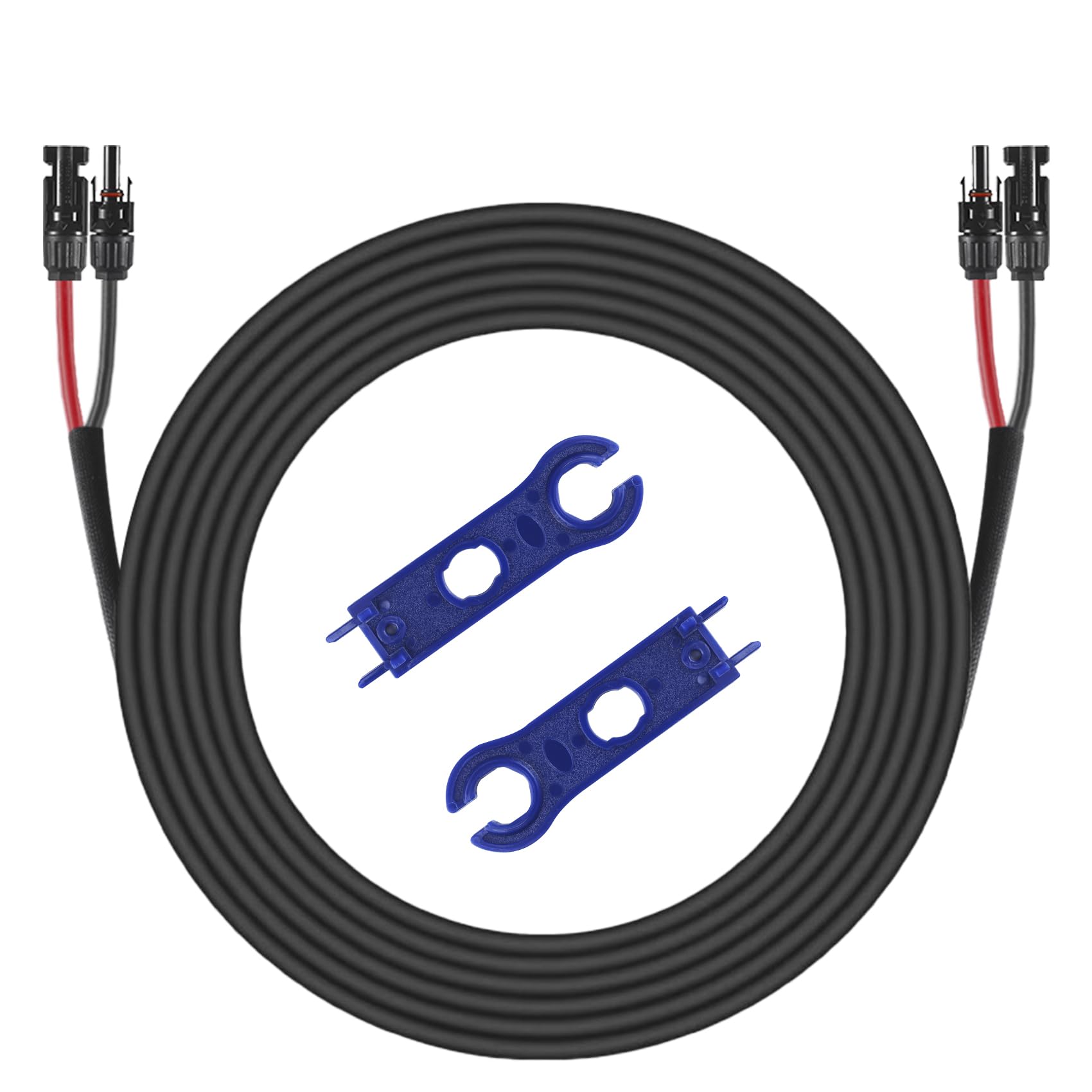 MUYI 20FT 10AWG(6mm²) Solar Extension Cable, Assemby with Female and Male Solar Panel Connector (2PCS Solar Cable 10 Gauge Wire + 2PCS Spanner Wrench)