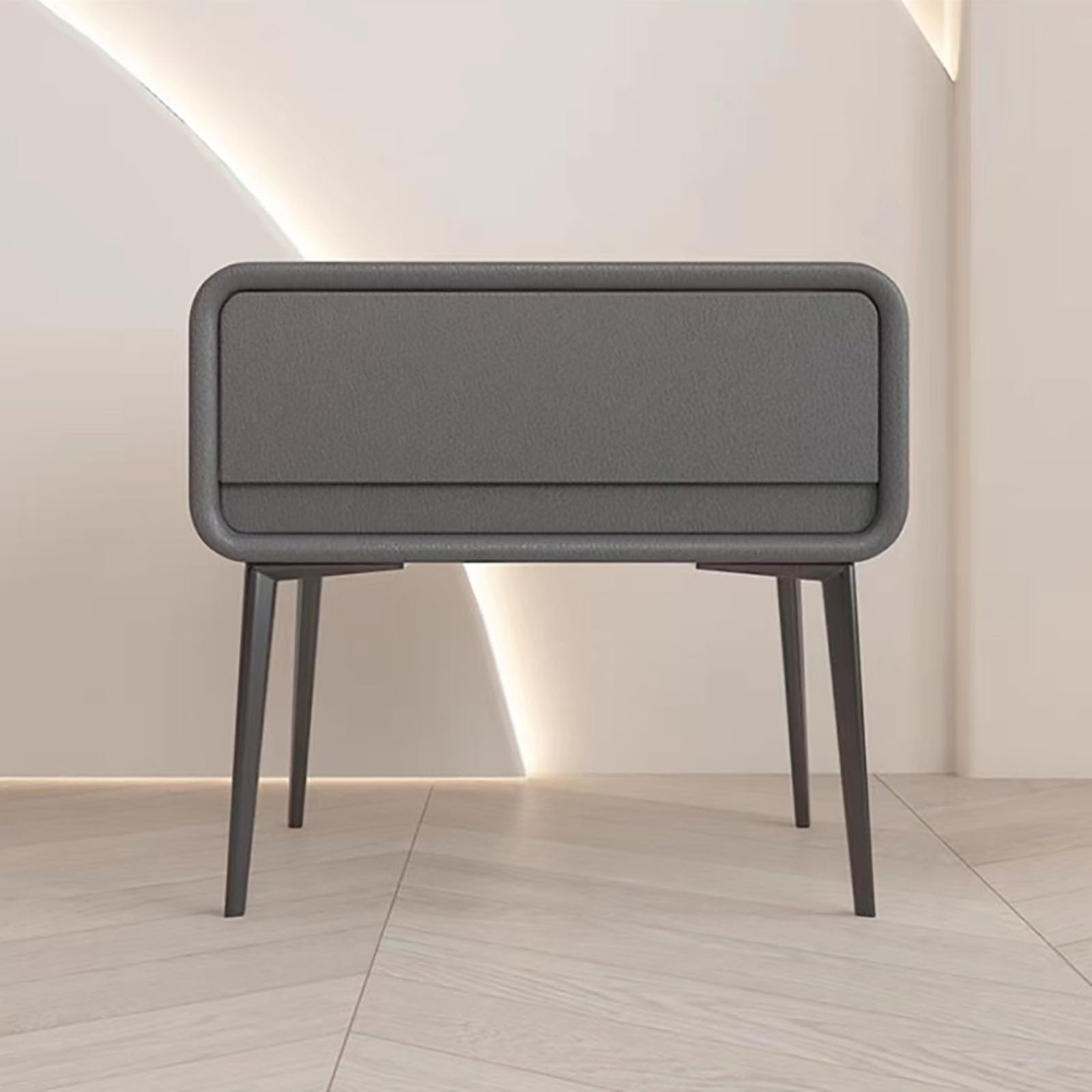 Table de chevet en bois avec tiroirs de rangement et finition blanche