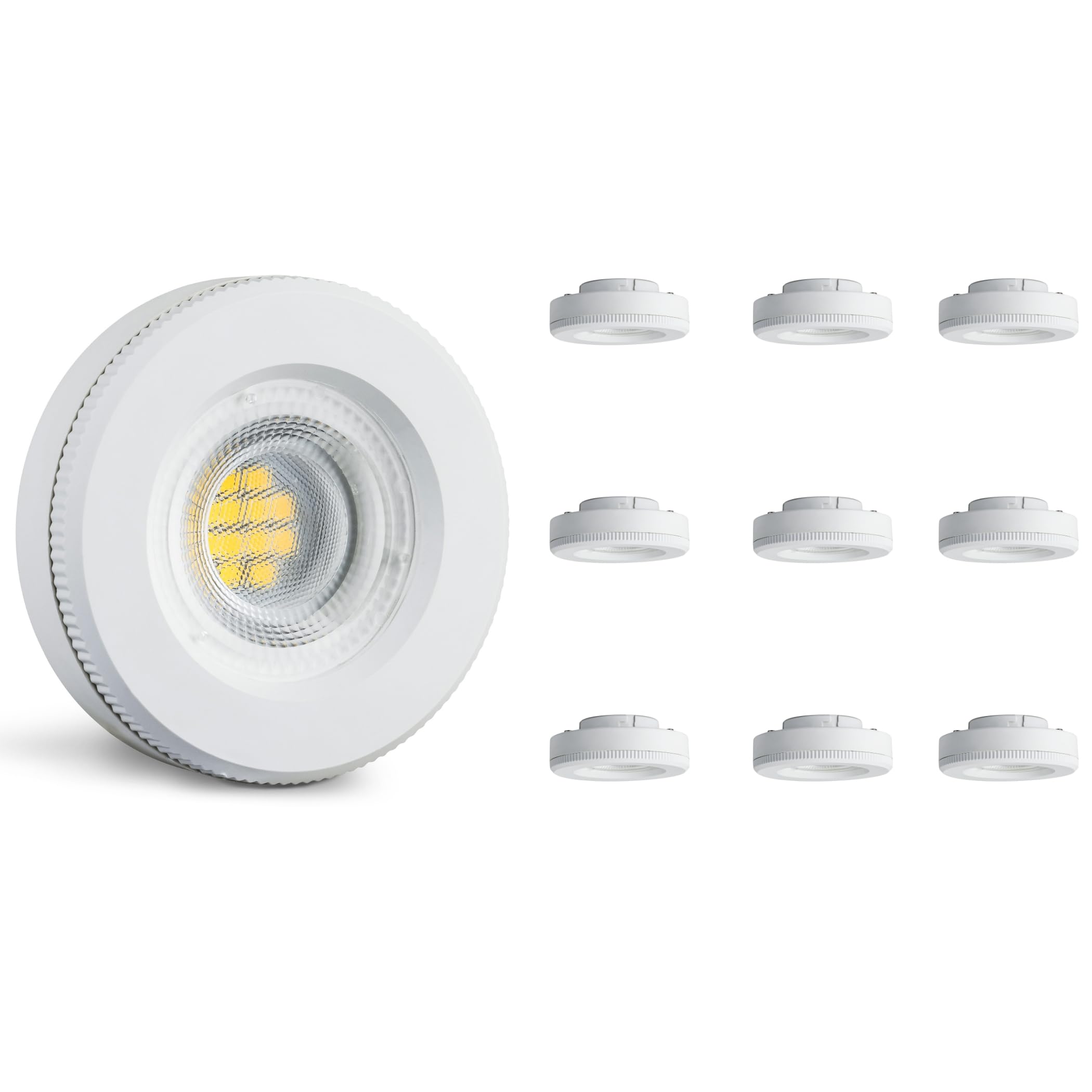 SEBSON Lampadina LED GX53 2,5W - Classe di Efficienza Energetica A | 450lm Bianco caldo 3000K, sostituisce Alogena 40W, Lampada LED piatta Ø73x27mm, 230V, Set da 10