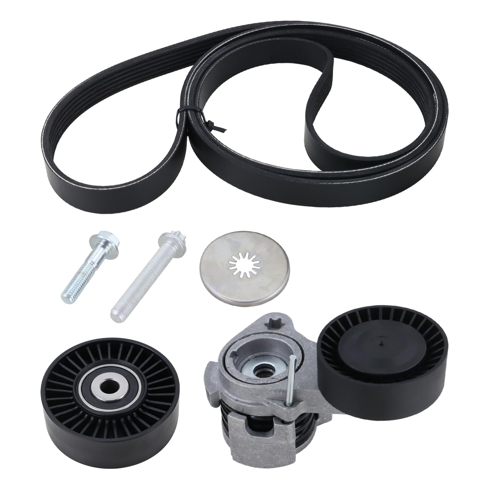Serpentine Belt Tensioner Bolt Idler Pulley Drive Kit Compatible with 2006-2013 BMW 128i 323i 325i 325xi 328i 330i 330xi 525i 525xi 528i 528xi 530i 530xi X3 3.0L L6 Replaces 11288624196 6K1990-image-4