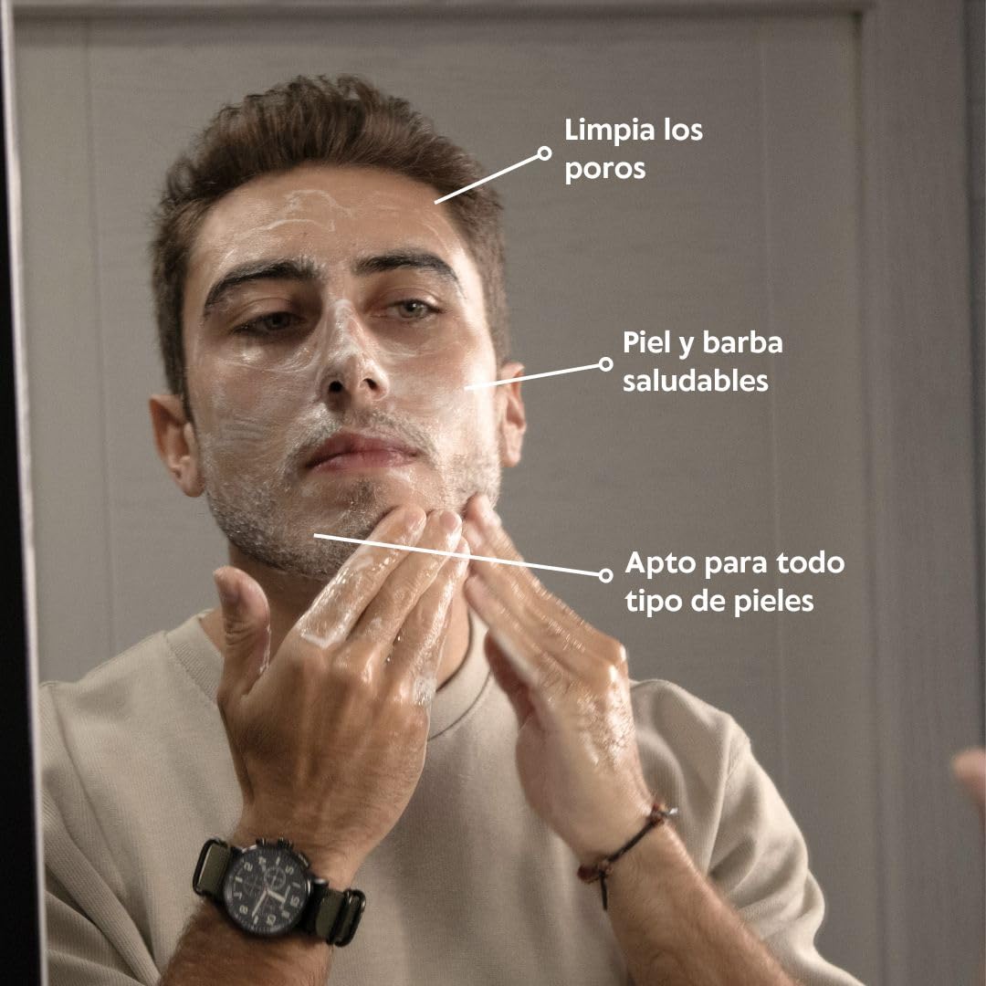 Essentials Skincare - Pack Cuidado Barba Hombre Diario | Incluye Limpiador Barba y Cara + Acondicionador Barba | Antiarrugas, sin Picores y Fórmula de Rápida Absorción