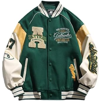 Men's Women's Y2K Letter Spliced Baseball Varsity College Jacket Unisex Campus Jacket Regular Fit Casual Biker Baseball Jacket