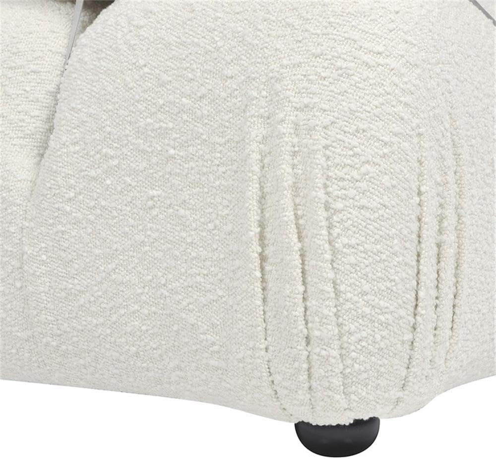 Pemberly Row Modular 4-Piece Sectional Sofa, 109.5" Wide, Boucle Upholstery in Ivory White, Eucalyptus Wood Frame, Square Tufted Design, Customizable Layout for Living Room Seating