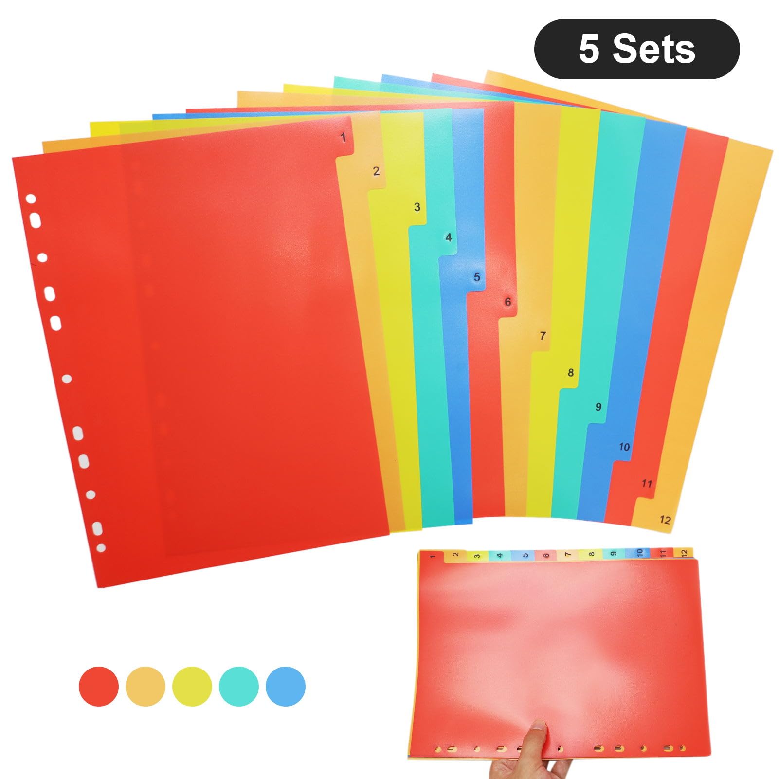 Divisori A4 Mylar Colorati DUDSOEHO - 12 Pezzi Numerati - Per Raccoglitori E Cartelle - Foto 8