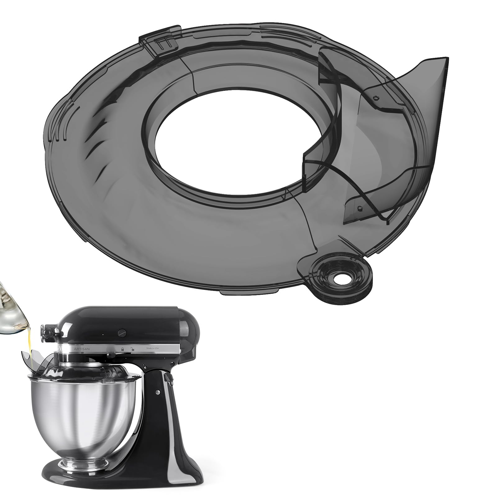 Pouring Shield for KitchenAid Tilt Head 4.5-5QT Stainless Steel (Only)Black