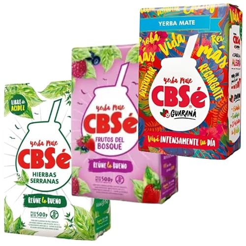 Packs Yerba Mate CBSe | Varias Variedades | Infusión Tradicional Argentina | Diferentes Sabores a Elegir (Hierbas Serranas, Frutos del Bosque y Guaraná)