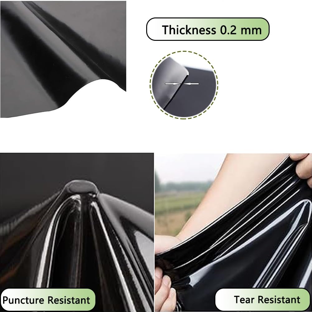 Telo di Copertura Flessibile e Impermeabile in HDPE da 0,2 mm di Spessore per laghetti, Giardini Acquatici, cascate e stagni (2x8 m)