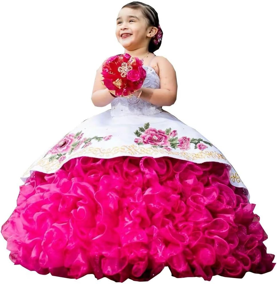 Cold Shoulder 3D Floral Flowers Ruffles Satin A line Little Girls Pageant Wedding Party Dresses with Sleeves 2026